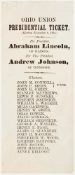 An unusual "wallpaper" example of the 1864 Lincoln and Johnson Ohio Union Presidential Ticket