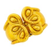 David Webb Hammered Gold Cuff Bangle Bracelet