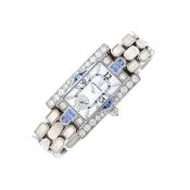 Harry Winston White Gold, Mother-of-Pearl, Diamond and Sapphire 'Classic Aurora' Wristwatch