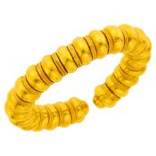 Ilias Lalaounis Hammered Gold Bead 'Minoan-Mycenaean' Cuff Bracelet