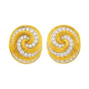 Van Cleef & Arpels Gold, Platinum and Diamond Spiral Earclips