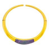 Ilias Lalaounis Hammered High Karat Gold and Cabochon Amethyst Necklace