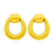 David Webb Pair of Hammered Gold Door Knocker Earclips