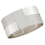 Dinh Van White Gold and Diamond 'Seventies' Cuff Bangle Bracelet, France