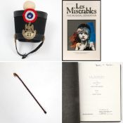 Stage used props and Jake Bell's script for Les Miserables