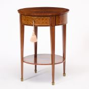 Louis XVI Style Tulipwood, Mahogany and Parquetry Center Table