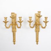 Pair of Louis XVI Ormolu Three-Branch Wall Lights