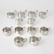 Set of Six German Silver Punch Cups