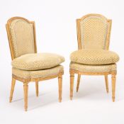 Pair of Royal Louis XVI Giltwood Chaises en Cabriolet