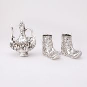 Group of Asian Low Grade Silver Table Articles