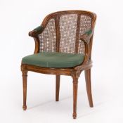 Louis XVI Style Stained Fruitwood and Caned Fauteuil de Bureau