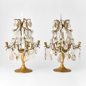 Pair of French Rock Crystal Mounted Gilt-bronze Four-Light Girandoles