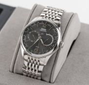 Oris Artelier Herren Armbanduhr. Ca. 43mm, Edelstahl, Handaufzug. Graues Zifferblatt mit