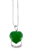 A JADEITE JADE AND DIAMOND PENDANT