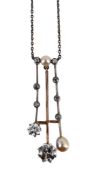 A DIAMOND AND PEARL PENDANT