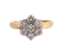 A DIAMOND CLUSTER RING, BIRMINGHAM 1990