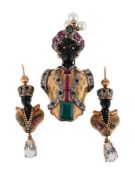 L. MORONI, A GEM SET MORETTO BROOCH