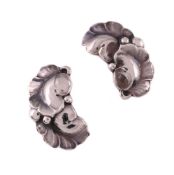 HARALD NIELSEN FOR GEORG JENSEN, A PAIR OF SILVER FOLIATE EARRINGS, NO.50A