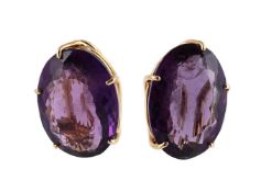 A PAIR OF ITALIAN AMETHYST EARRINGS