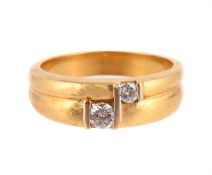 A TWO STONE DIAMOND RING