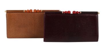 Y GUCCI, A TAN LIZARD CLUTCH BAG