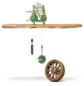 A RARE GEORGE II IRON-FRAMED ESTATE TURRET CLOCK MOVEMENT