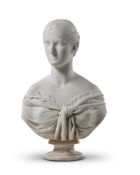 ALFRED GATLEY (1816-1863), A WHITE MARBLE PORTRAIT BUST OF MRS LOWTHER