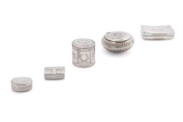 FIVE SMALL SILVER BOXES