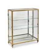 A POLISHED BRASS FRAMED VITRINE, LATE 19TH CENTURY