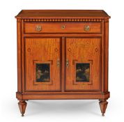 A DUTCH SATINWOOD, AMARANTH AND BLACK AND GILT-LACQUER SIDE CABINET