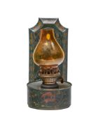 A TOLE PEINTE OIL WALL LAMP, PROBABLY ITALIAN
