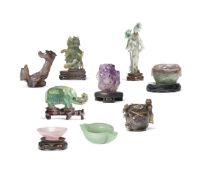 AN ASSORTED GROUP OF HARDSTONE CARVINGS, 20TH CENTURY