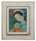 λ VŨ CAO ĐÀM (FRENCH/VIETNAMESE 1908-2000), MOTHER HOLDING BABY IN AN ORANGE TUNIC