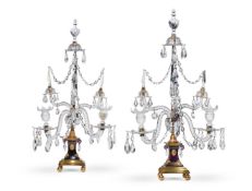 A PAIR OF GEORGE III GILT BRONZE MOUNTED CUT GLASS CANDELABRA BY PARKER & PERRY