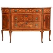 A MAHOGANY AND PARQUETRY INLAID COMMODE, IN LOUIS XVI TASTE, SECOND HALF 20TH CENTURY