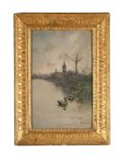 PIETRO SCOPPETTA (ITALY 1863 - 1920), DUCKS IN A POND