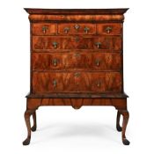 A WALNUT CHEST ON STAND, CIRCA 1700 AND LATER