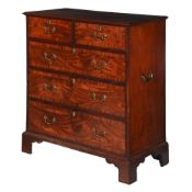 A GEORGE III MAHOGANY AND CROSSBANDED CHEST OF DRAWERS, CIRCA 1780