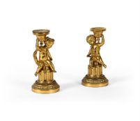 A PAIR OF ORMOLU FIGURAL CANDLESTICKS, PROBABLY FRENCH, EARLY 20TH CENTURY