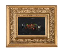 CONTINENTAL SCHOOL (20TH CENTURY), STILL LIFE WITH STRAWBERRIES AND COFFEE CUP