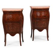 Y A PAIR OF KINGWOOD AND TULIPWOOD BANDED COMMODES, IN LOUIS XVI STYLE, LATE 19TH CENTURY