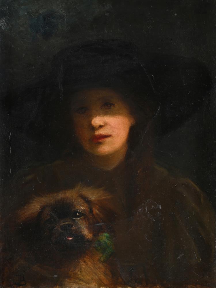 BRITISH SCHOOL (CIRCA 1900), PORTRAIT OF A LADY WITH A TIBETAN SPANIEL - Image 2 of 3