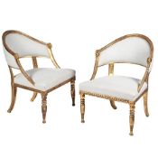 A PAIR OF GUSTAVIAN GILT WOOD ARMCHAIRS, LATE 18TH OR EARLY 19TH CENTURY