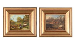 FRANCIA** (20TH CENTURY), DUCKS AND DUCKLINGS BY A RIVER