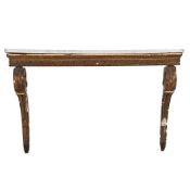 A GEORGE IV GILTWOOD AND COMPOSITION MARBLE TOPPED CONSOLE TABLE, CIRCA 1830
