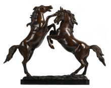 AFTER COUSTOU, AN ANIMALIER BRONZE OF REARING HORSES, 20TH CENTURY