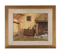 LIO GIORGETTI (ITALIAN 20TH CENTURY), INTERNO DI CUCINA TAVANA