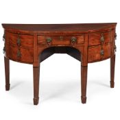 A GEORGE IV MAHOGANY DEMI LUNE SIDEBOARD OR SERVING TABLE, CIRCA 1825