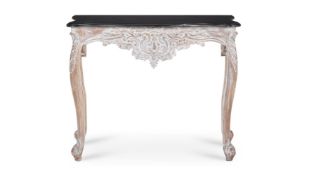 A PAINTED HARDWOOD SERPENTINE SIDE TABLE, LATE 20TH CENTURY