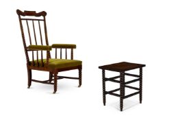 A WILLIAM IV GRAINED BEECH BOBBIN-TURNED OPEN ARMCHAIR, EARLY 19TH CENTURY